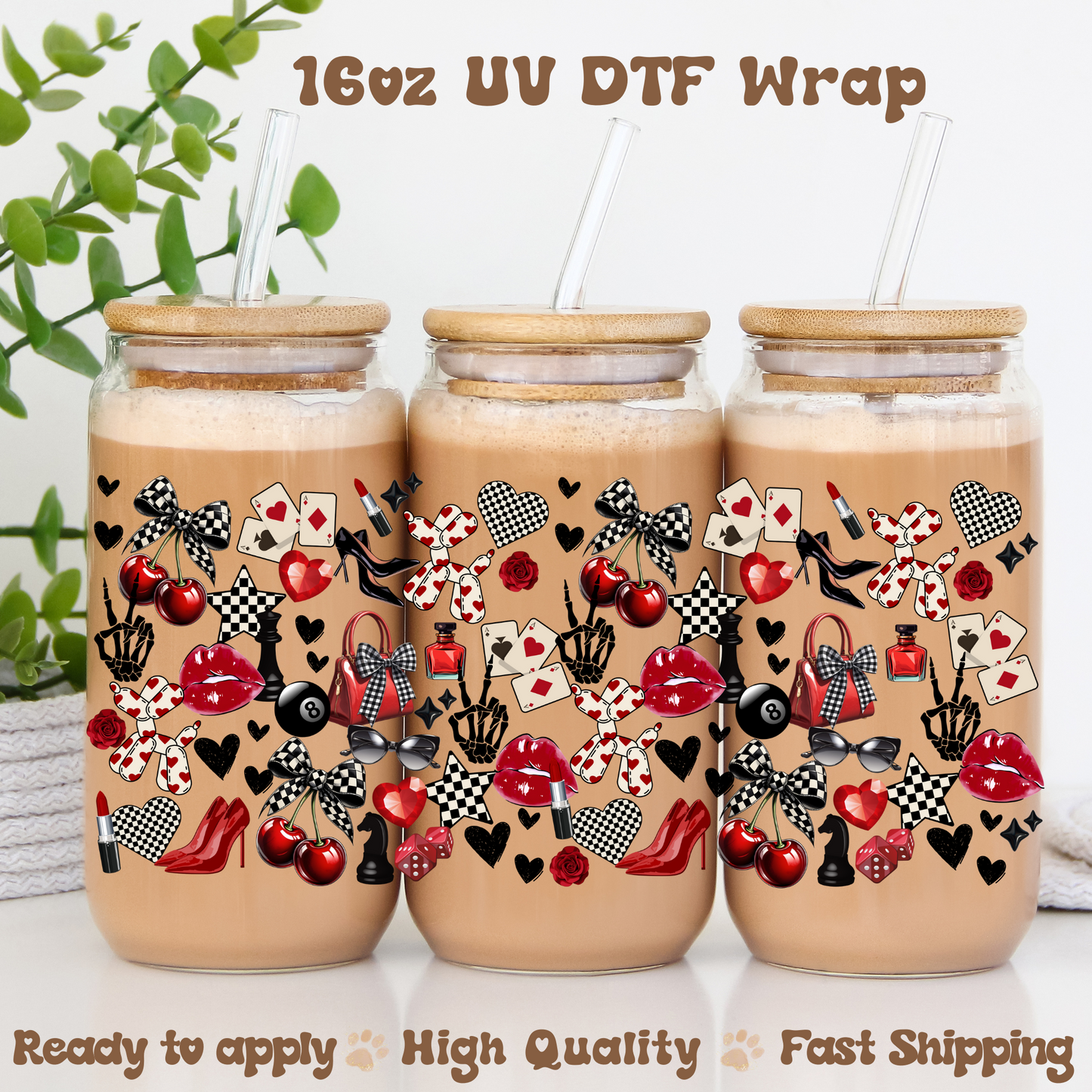 Black and Red - 16oz UV DTF Wrap