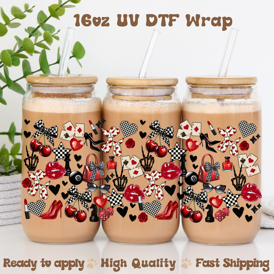 Black and Red - 16oz UV DTF Wrap