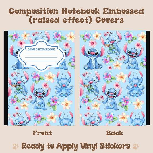 Blue A - Embossed Vinyl Notebook Cover