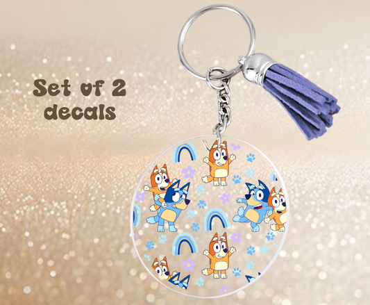 Blue and Rainbows - UV DTF Keychain Decal (set of two)