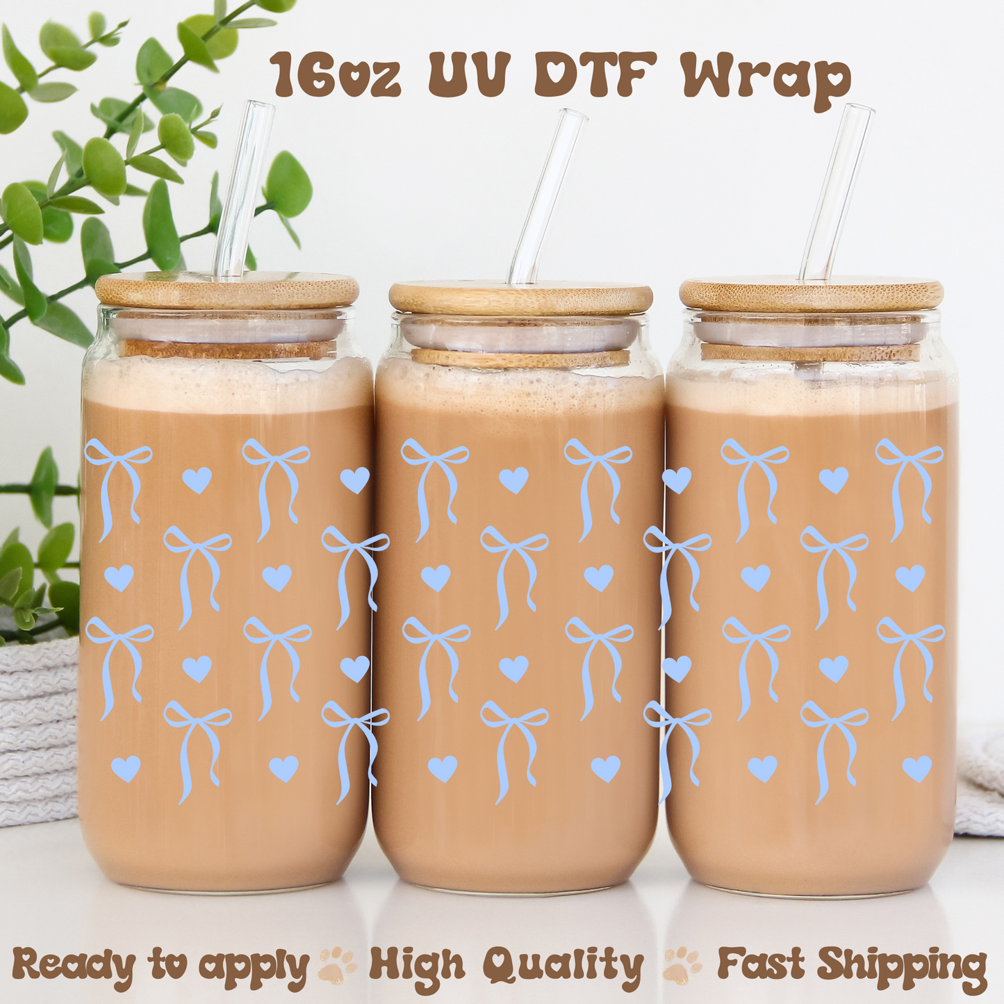 Blue Bows - 16oz UV DTF Wrap