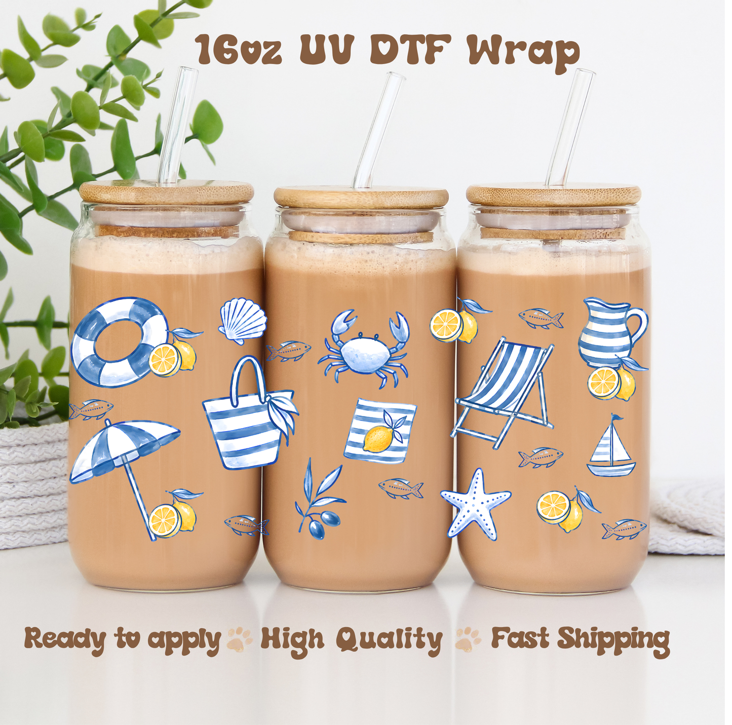 Blue Ocean Vibes - 16oz UV DTF Wrap