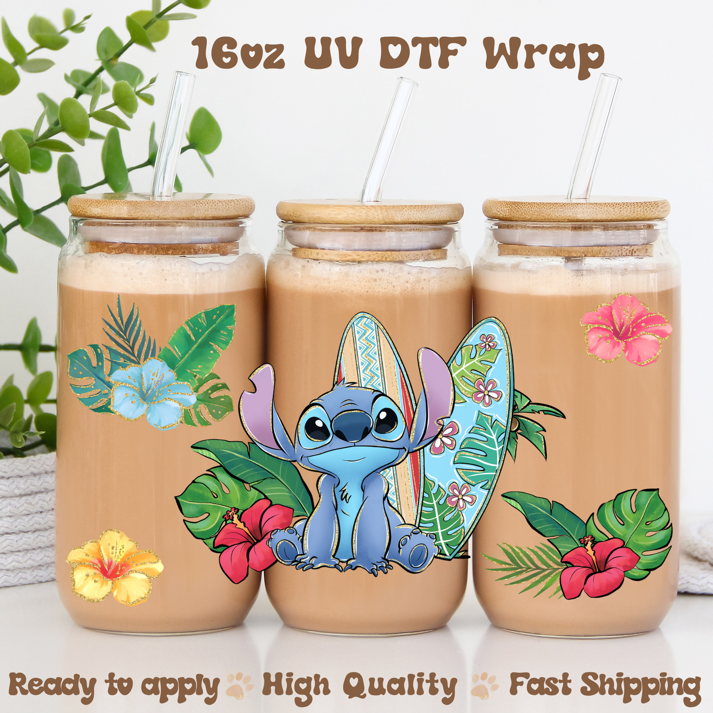 Blue with Glitter - 16oz UV DTF Wrap