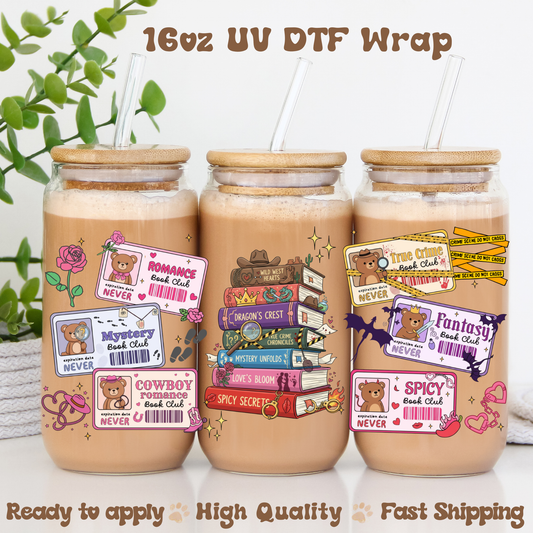 Book Club New -16oz UV DTF Wrap