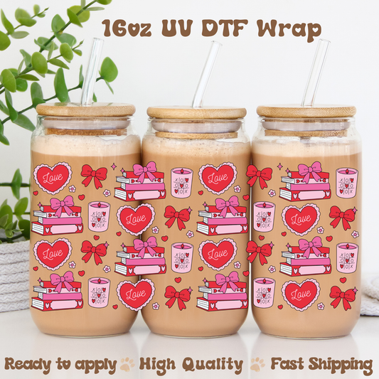 Bookish Valentine - 16oz UV DTF Wrap