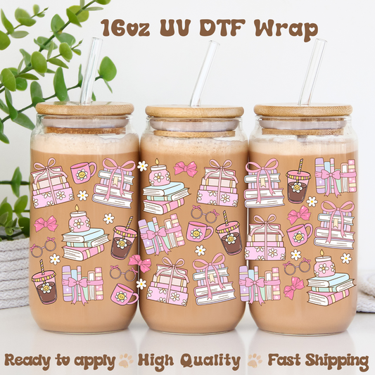 Books and Coffee - 16oz UV DTF Wrap