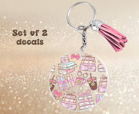 Books and Coffee - UV DTF Keychain Decal (set of two)