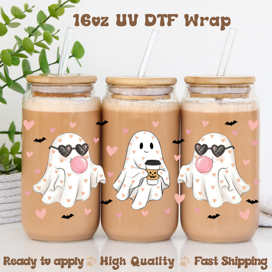 Bubble Gum Ghosts - 16oz UV DTF Wrap