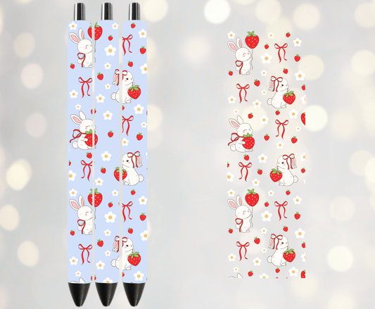 Bunnies and Strawberries -UVDTF Pen Wrap