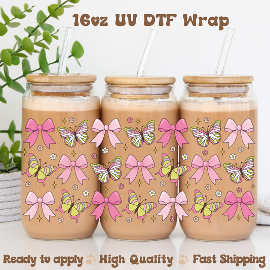 Butterflies and Bows - 16oz UV DTF Wrap