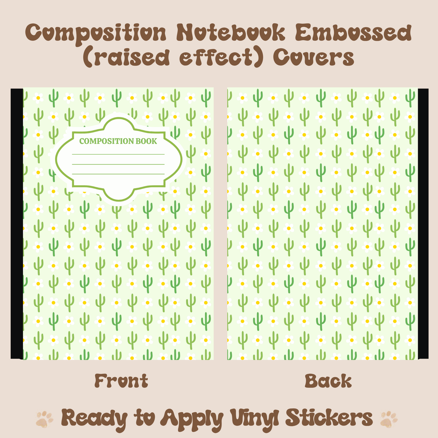 Cactus and Daisies - Embossed Vinyl Notebook Cover