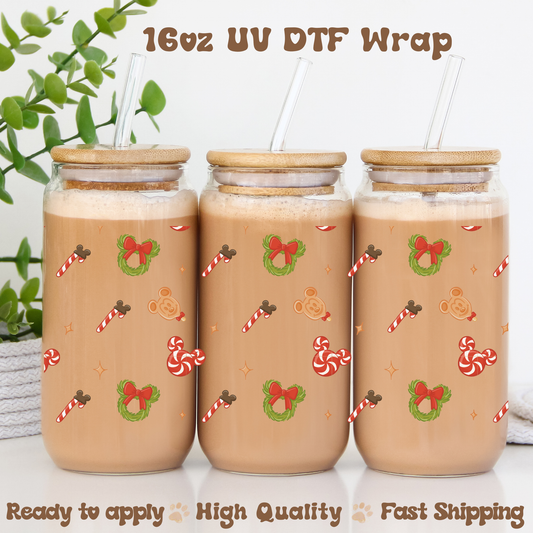 Candy Cane Lane -16oz UV DTF Wrap