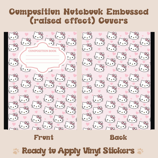 Cat and Hearts - Embossed Vinyl Notebook Cover