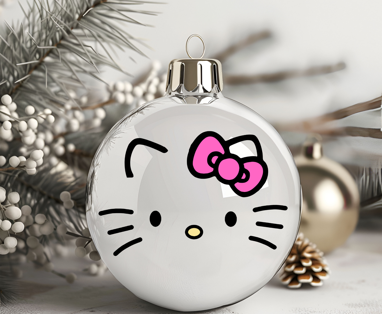Cat hot pink bow- UVDTF Ornament Decal