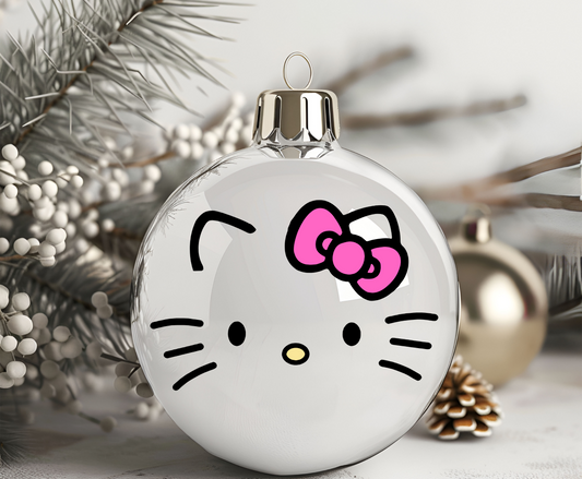 Cat hot pink bow- UVDTF Ornament Decal