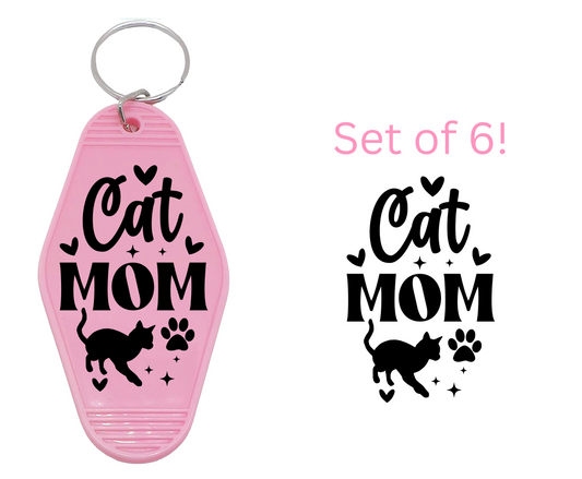Cat Mom Black - UV DTF Motel Keychain Decals