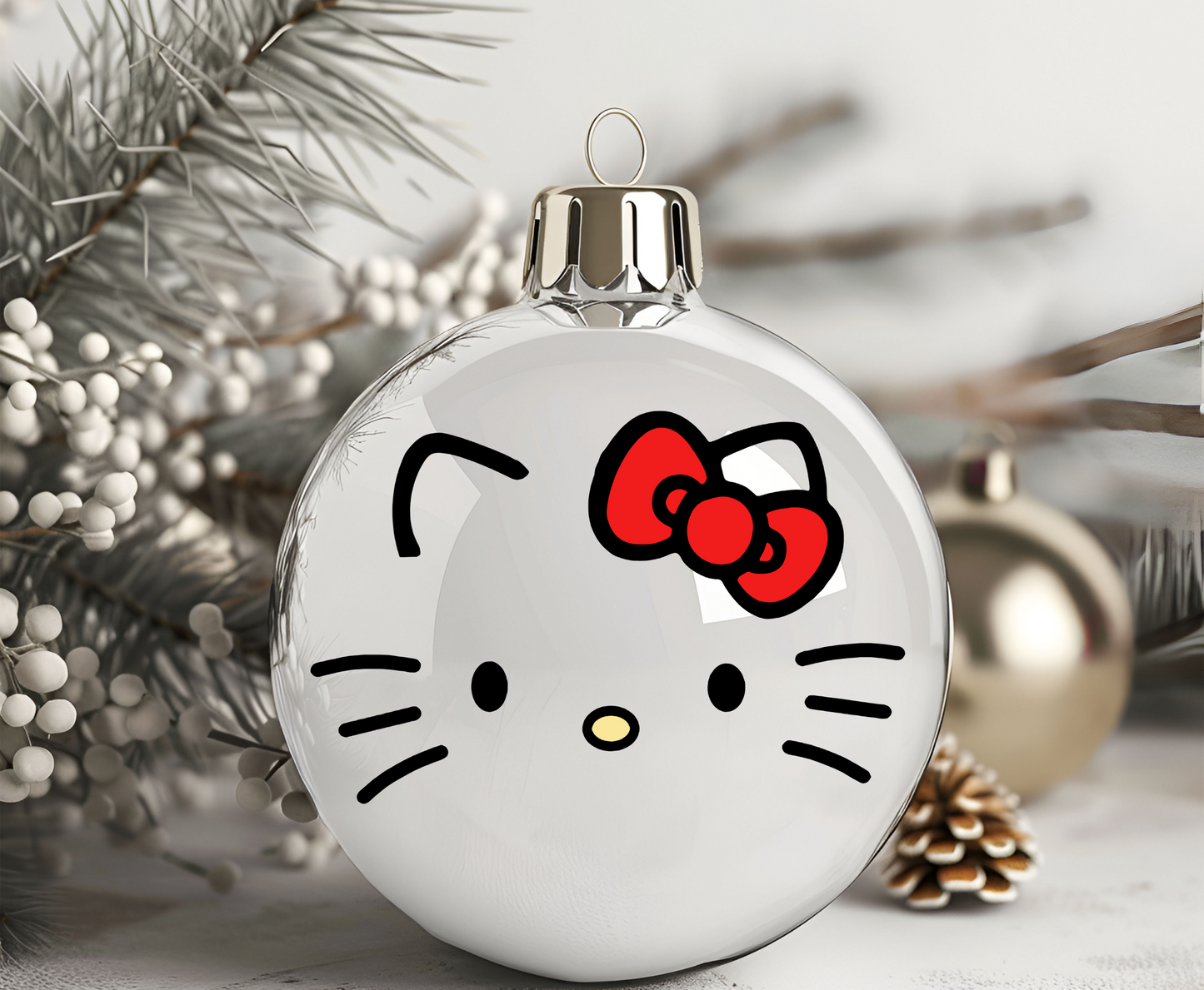 Cat Red Bow- UVDTF Ornament Decal