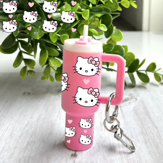 Cat with pink bows and hearts -Mini tumbler wrap