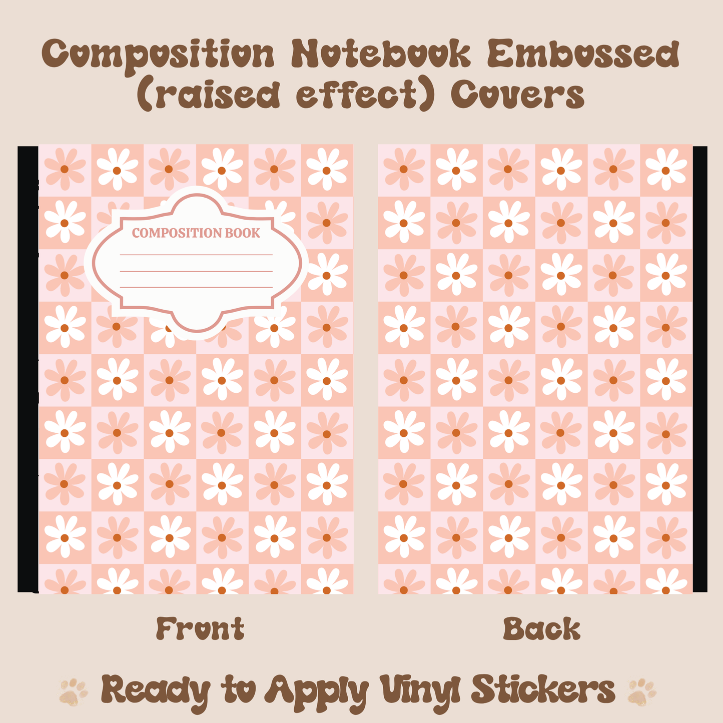 Checkered Daisies - Embossed Vinyl Notebook Cover