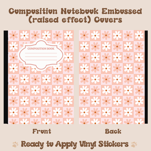 Checkered Daisies - Embossed Vinyl Notebook Cover
