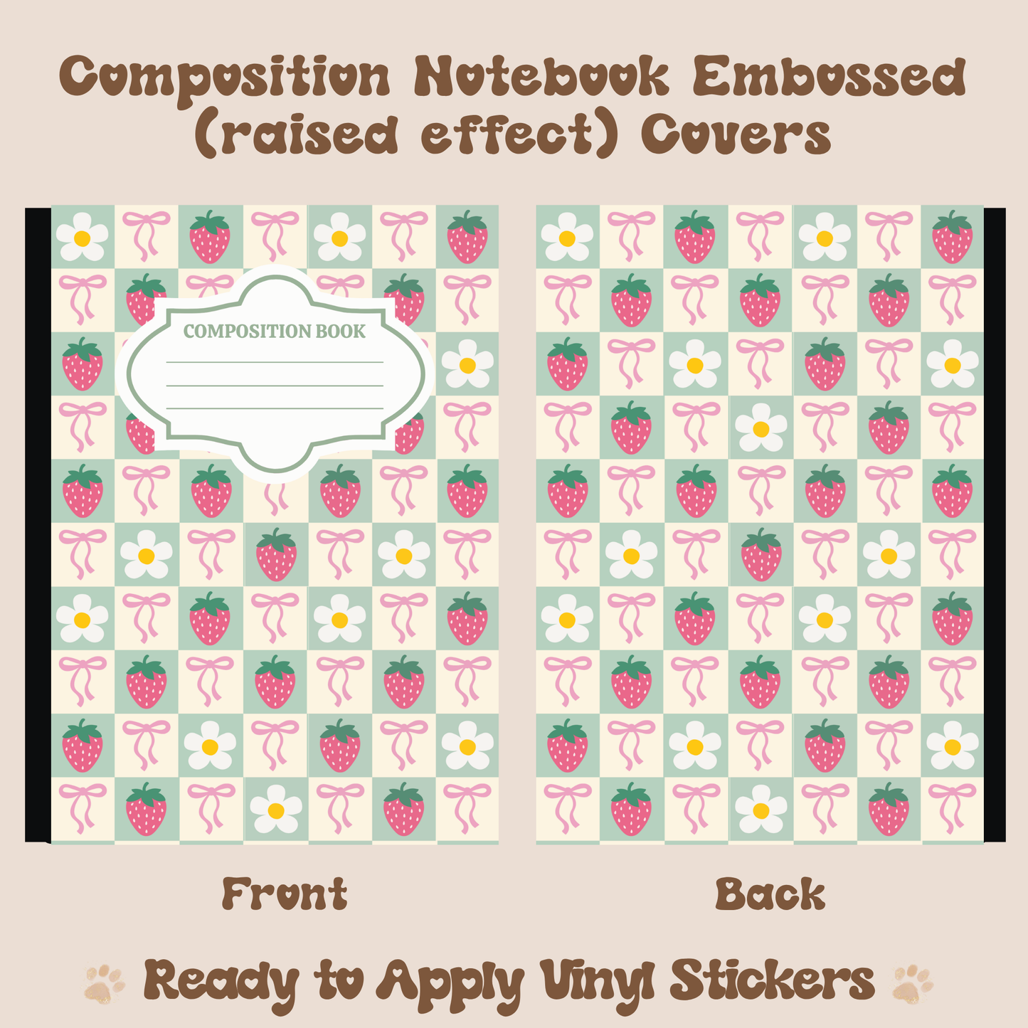 Checkered Strawberries - Embossed Vinyl Notebook Cover