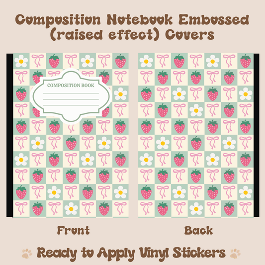 Checkered Strawberries - Embossed Vinyl Notebook Cover