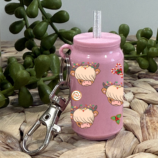Christmas Cow-Glass Can Keychain UV DTF Wrap