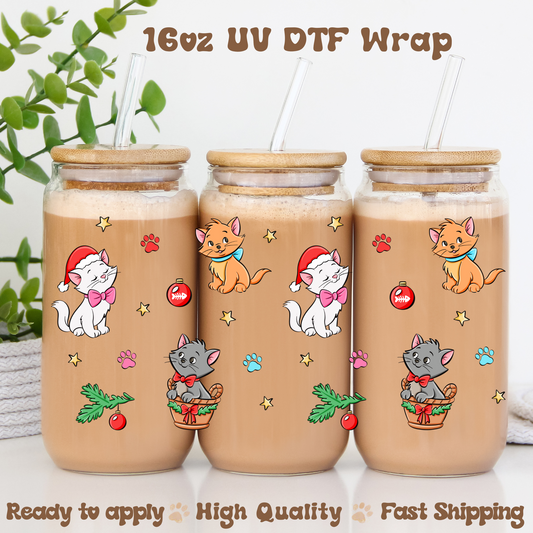 Christmas Kitties -16oz UV DTF Wrap
