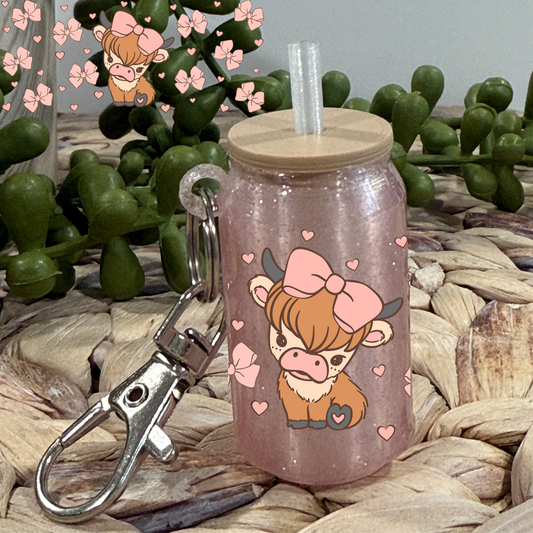 Coquette Cow -Glass Can Keychain UV DTF Wrap