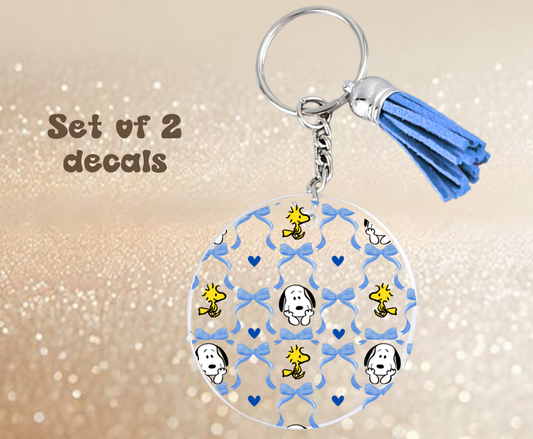 Coquette Dog and Bird - UV DTF Keychain Decal (set of two)