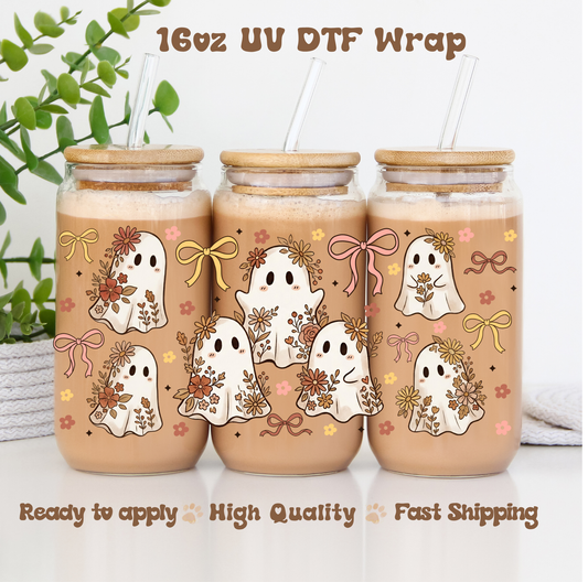 Coquette Floral Ghost - 16oz UV DTF Wrap