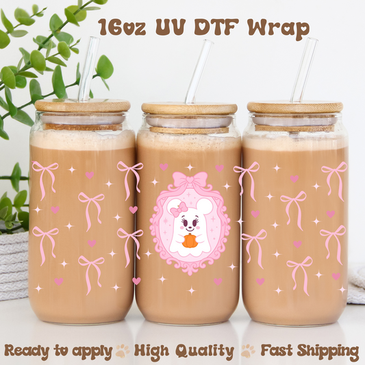 Coquette Ghostie Pink-16oz UV DTF Wrap