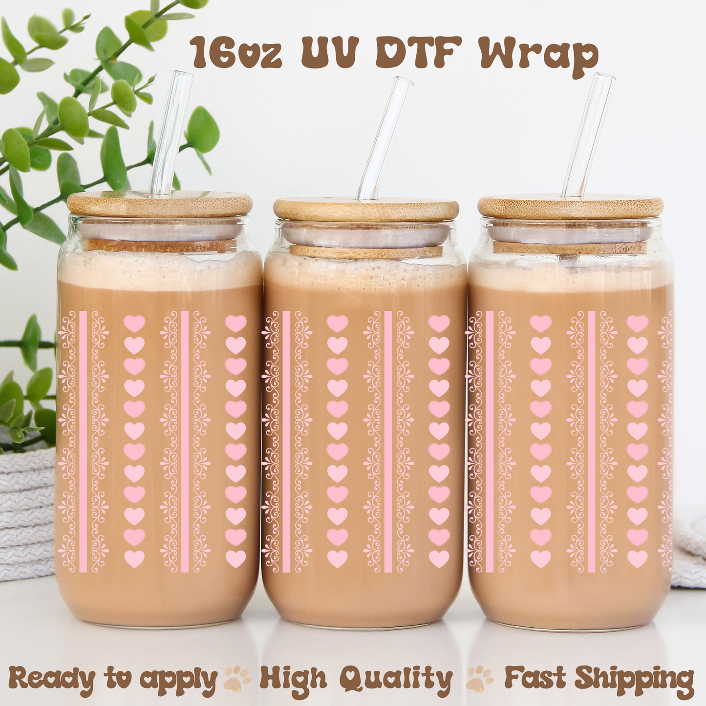 Coquette Hearts- 16oz UV DTF Wrap