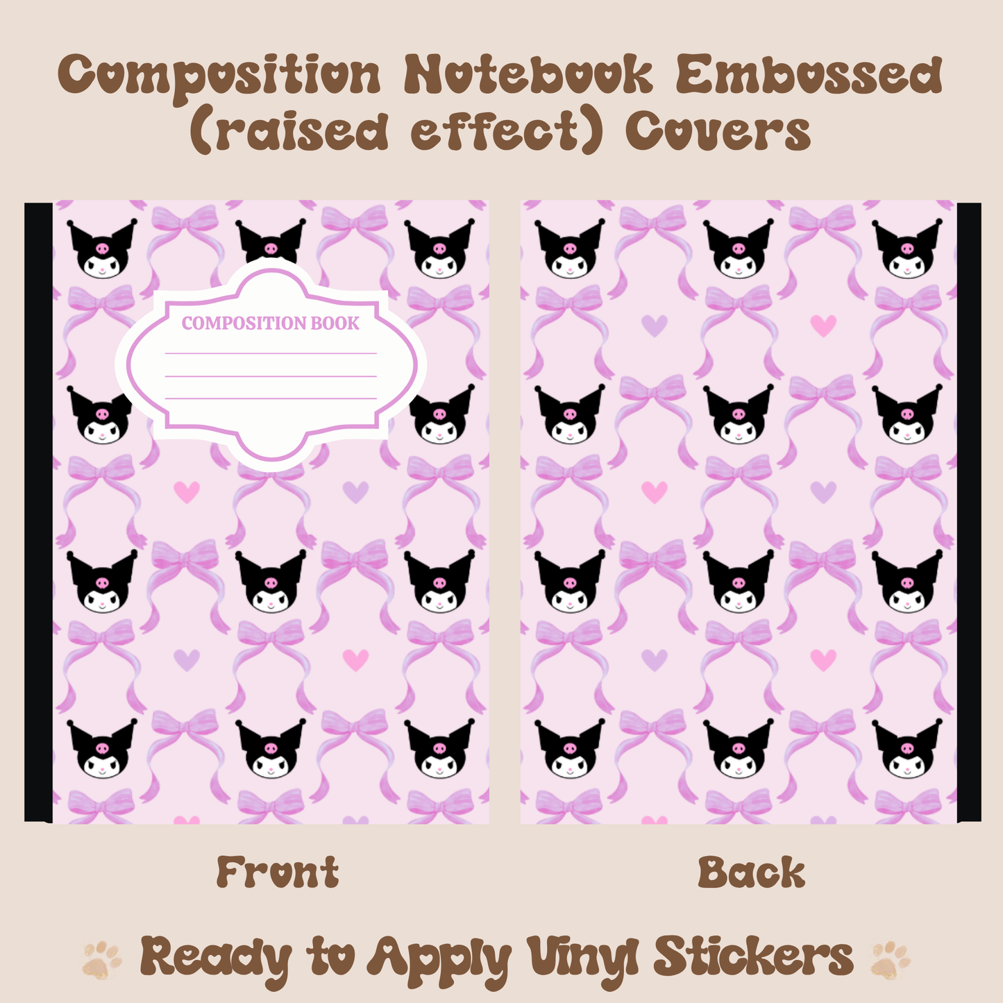 Coquette Mean Bunny - Embossed Vinyl Notebook Cover