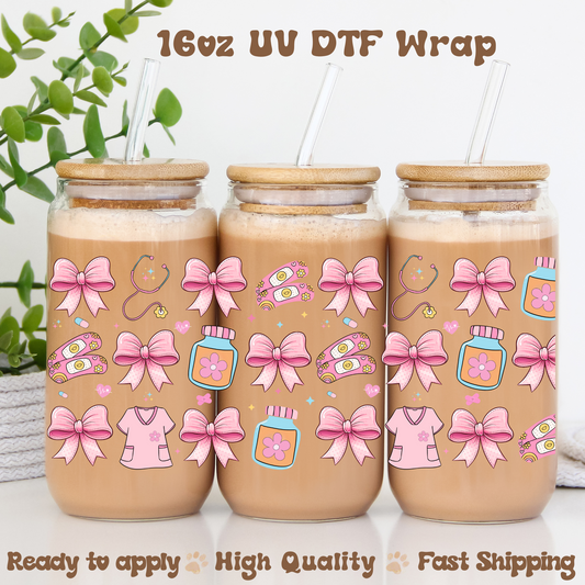 Coquette Nurse -16oz UV DTF Wrap