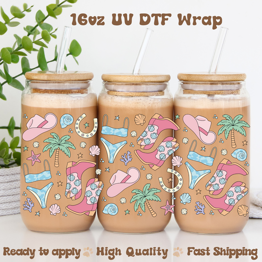 Coastal Cowgirl -16oz UV DTF Wrap