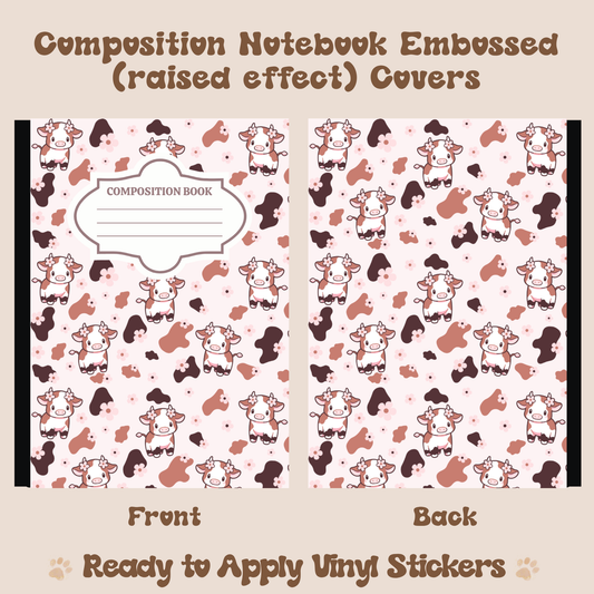 Cow and Flowers - Embossed Vinyl Notebook Cover