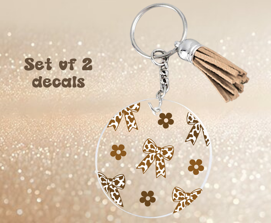 Cow Bows Brown - UV DTF Keychain Decal (set of two)