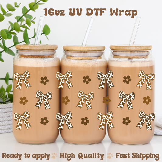Cow Bows Brown - 16oz UV DTF Wrap
