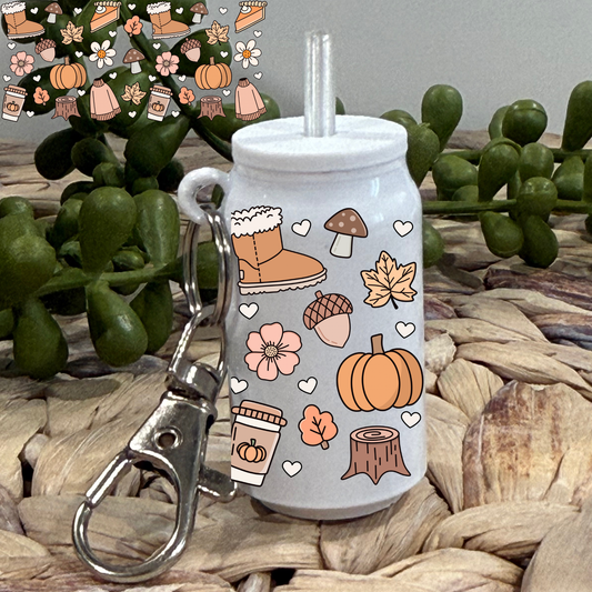 Cozy Fall neutral - Glass Can Keychain UV DTF Wrap