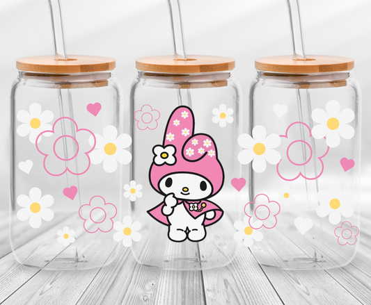 Cute Bunny & Flowers -16oz UVDTF Cup Wrap