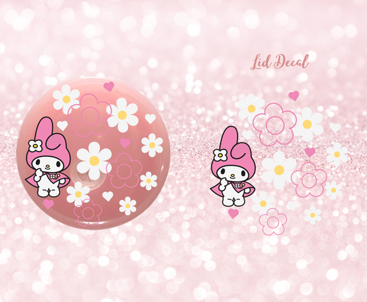Cute Bunny and Flowers - UVDTF Lid Decal