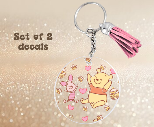 Cute Honey Bear - UV DTF Keychain Decal (set of two)
