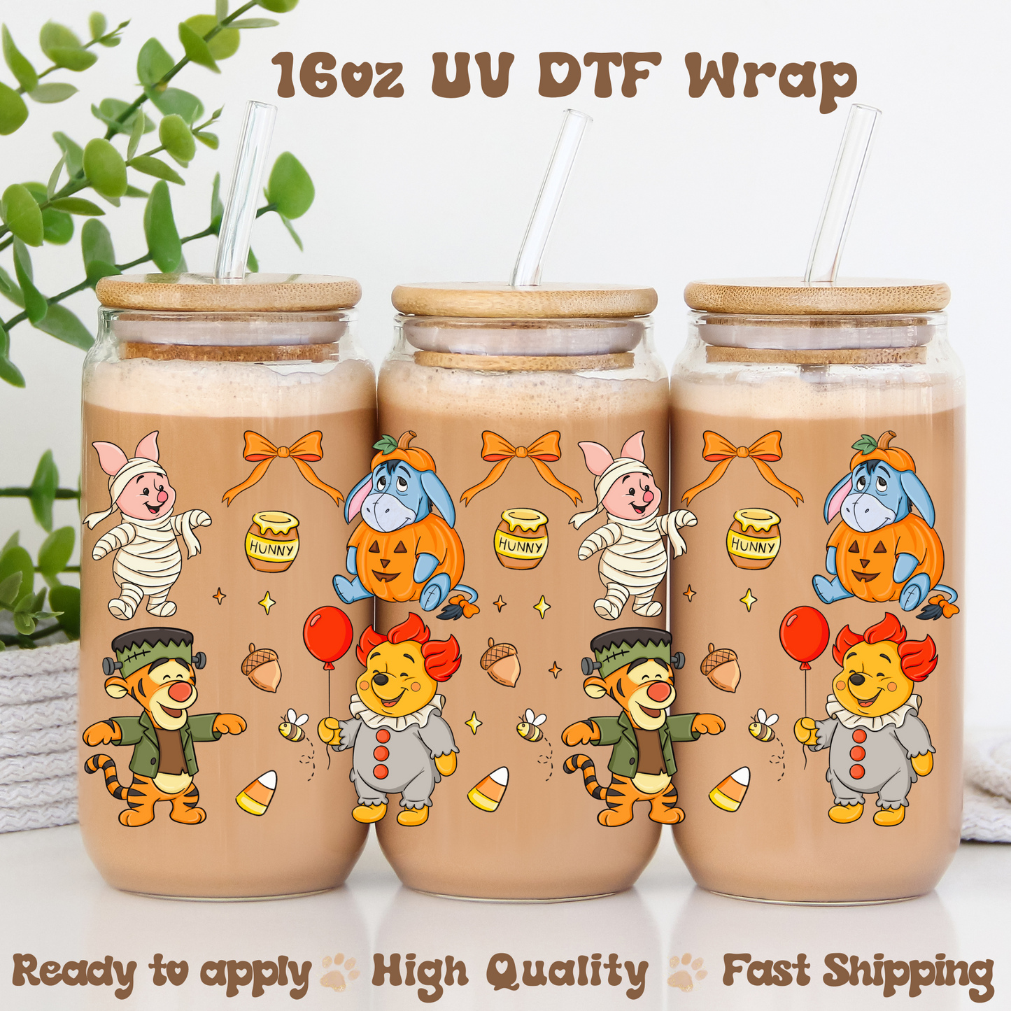 Cute Spooky Bear - 16oz UV DTF Wrap