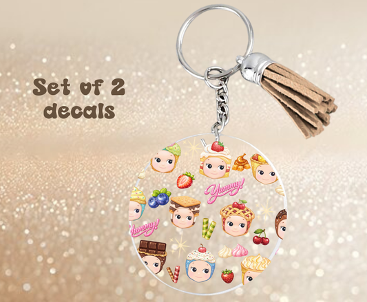 Desserts - UV DTF Keychain Decal (set of two)