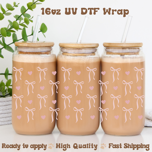 Dusty Pink Bows - 16oz UV DTF Wrap