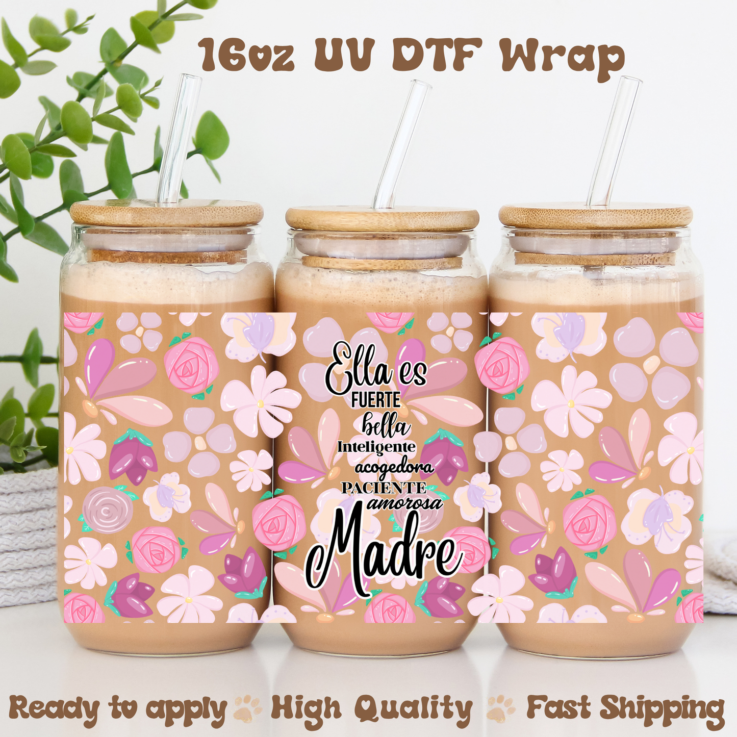Ella es fuerte, bella,...- 16oz UV DTF Wrap