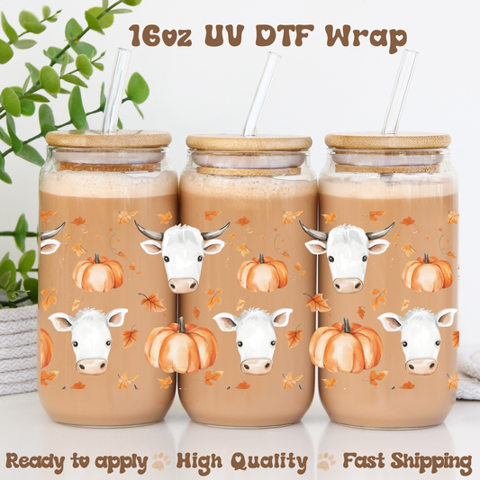 Fall And Cows -16oz UV DTF Wrap