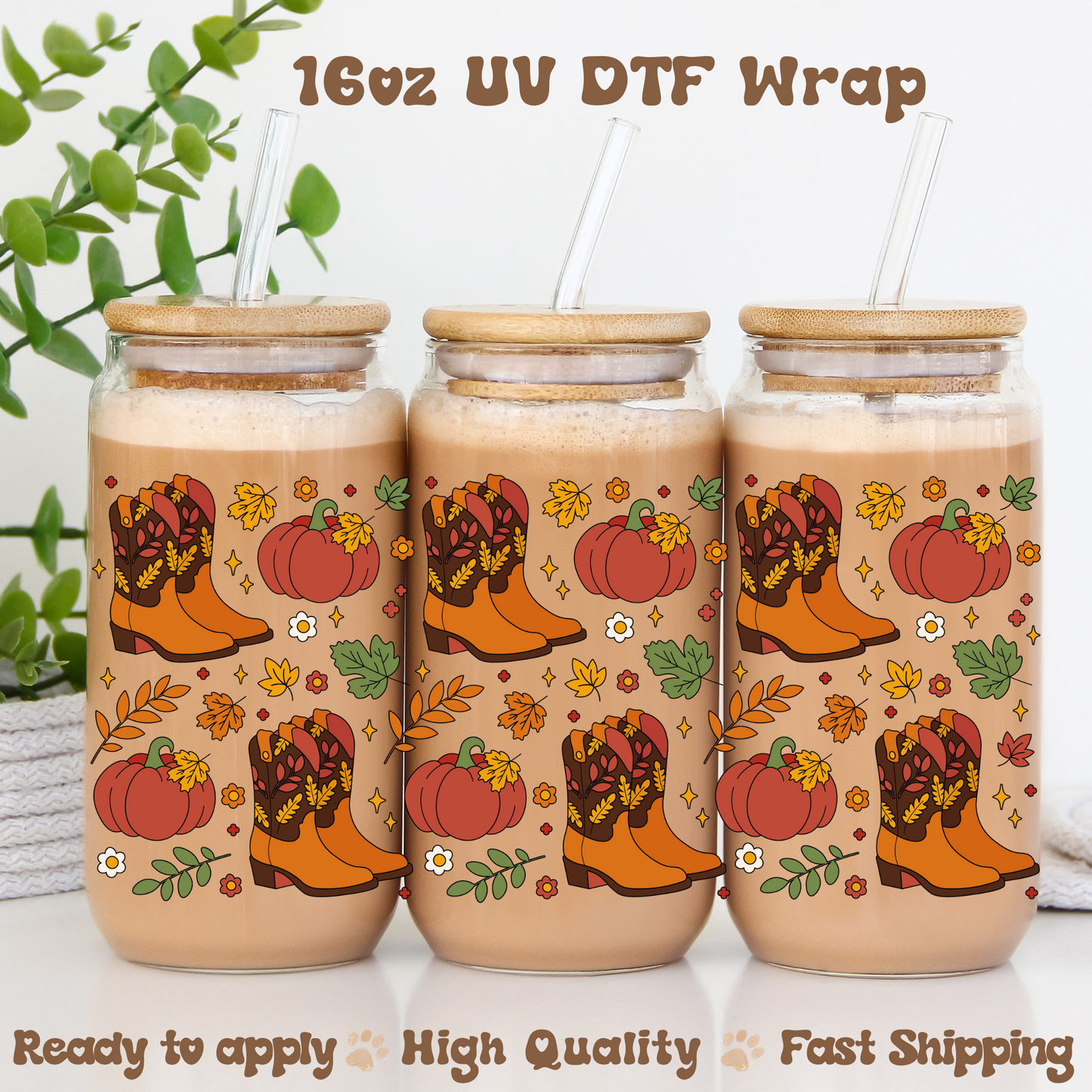 Fall Boots - 16oz UV DTF Wrap