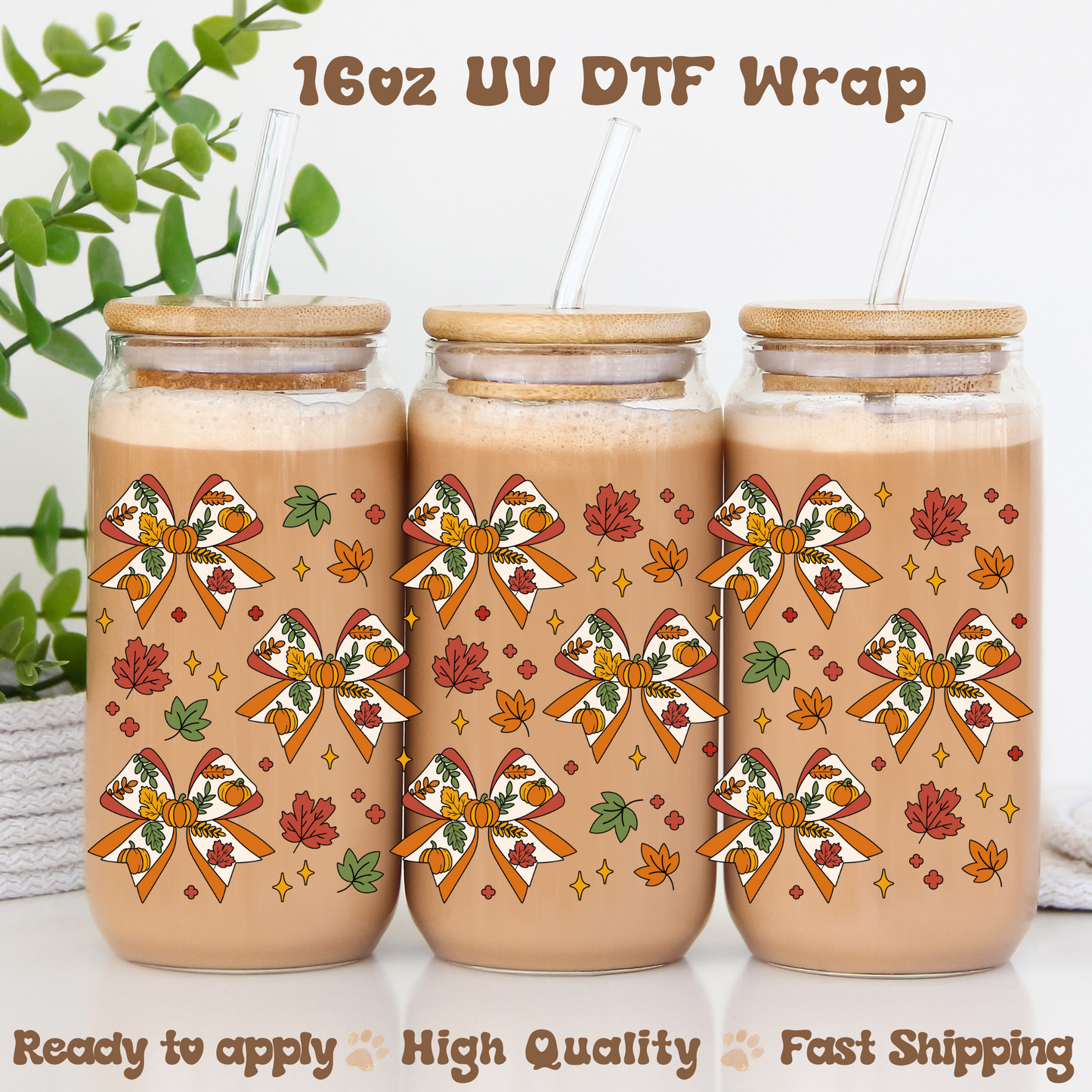 Fall Bows - 16oz UV DTF Wrap